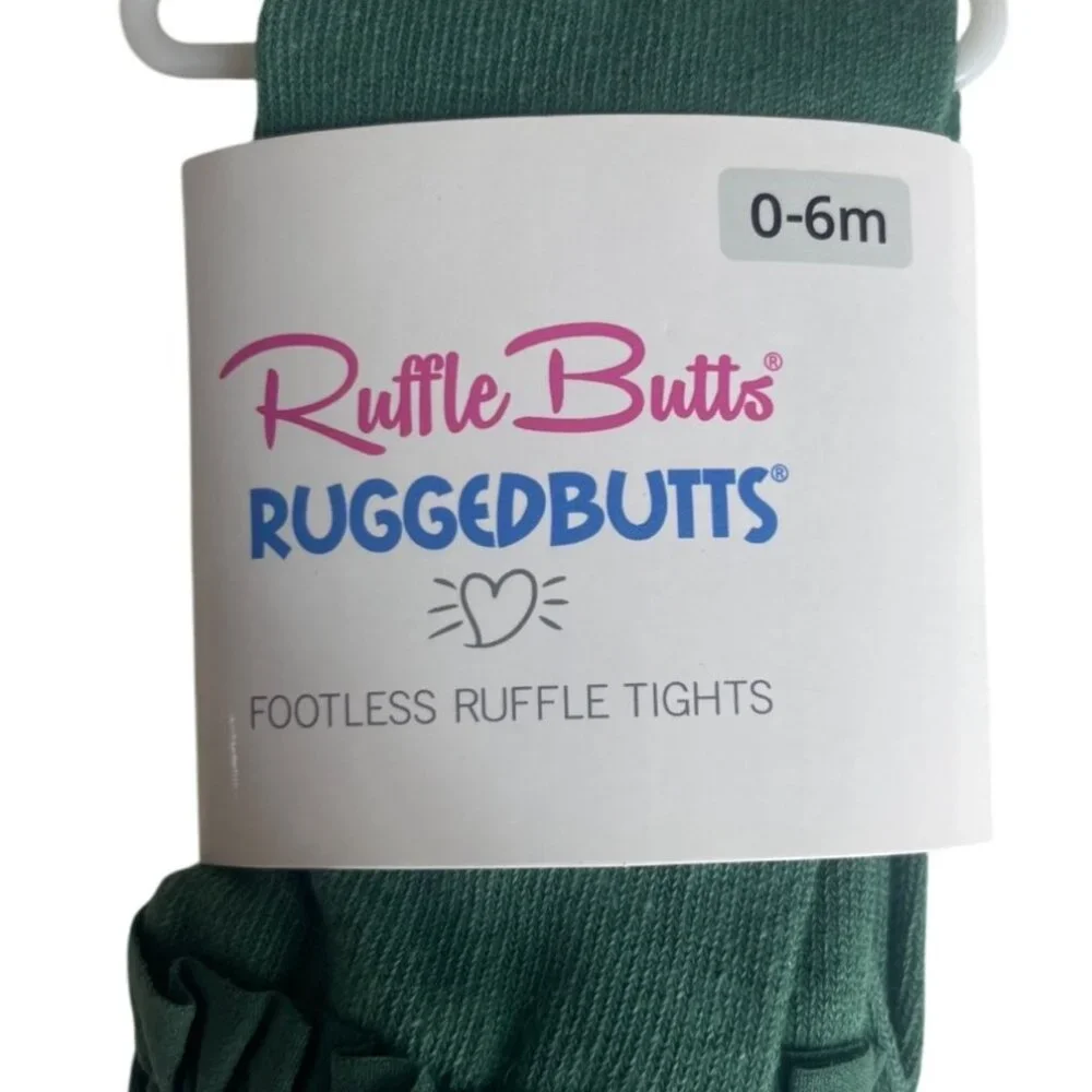 Ruffle Butts‎ Infant Footless Tights Spruce Green Size 0-6 Months New